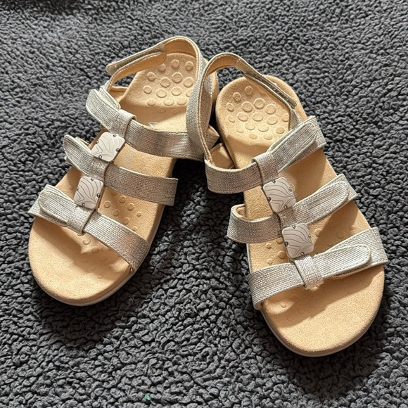 Vionic Shoes - Vionic Amber Women's Adjustable Slide Sandal - O Silver Met Linen size 8